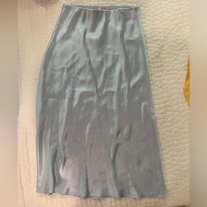 Aritiza Slip Silk Maxi Skirt - Light Blue